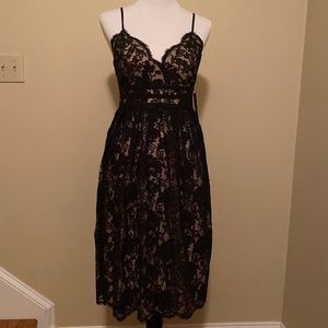 Lulus Black Laced Mid-Length Dress Brand New Size US 2-4